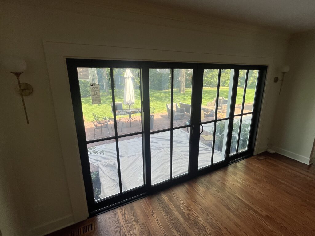New back sliding door.  Also replaced windows.