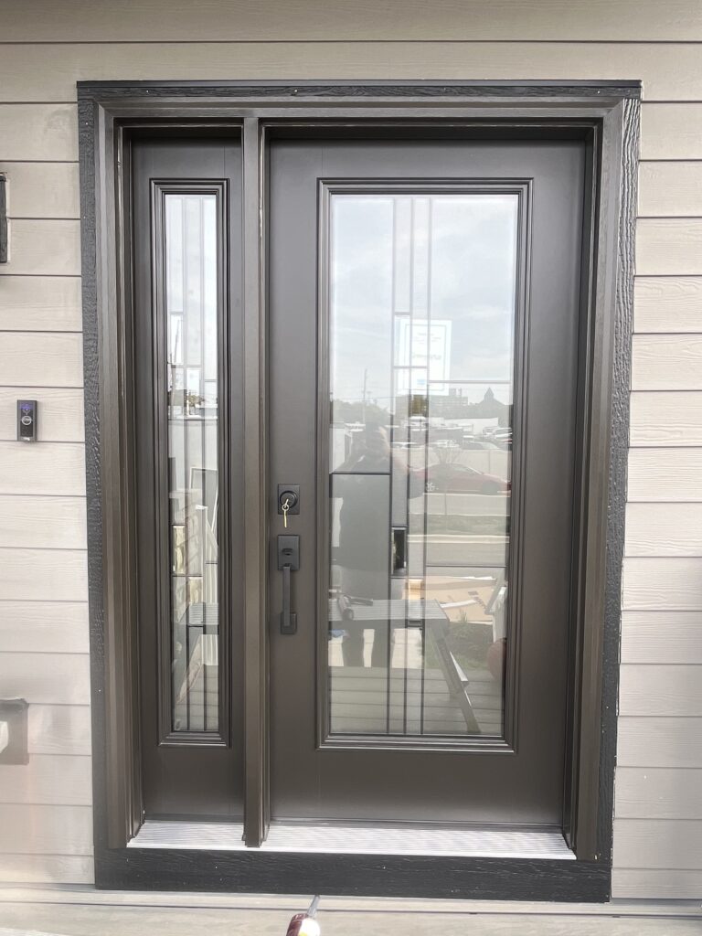 Beautiful new door install, with decorative glass.